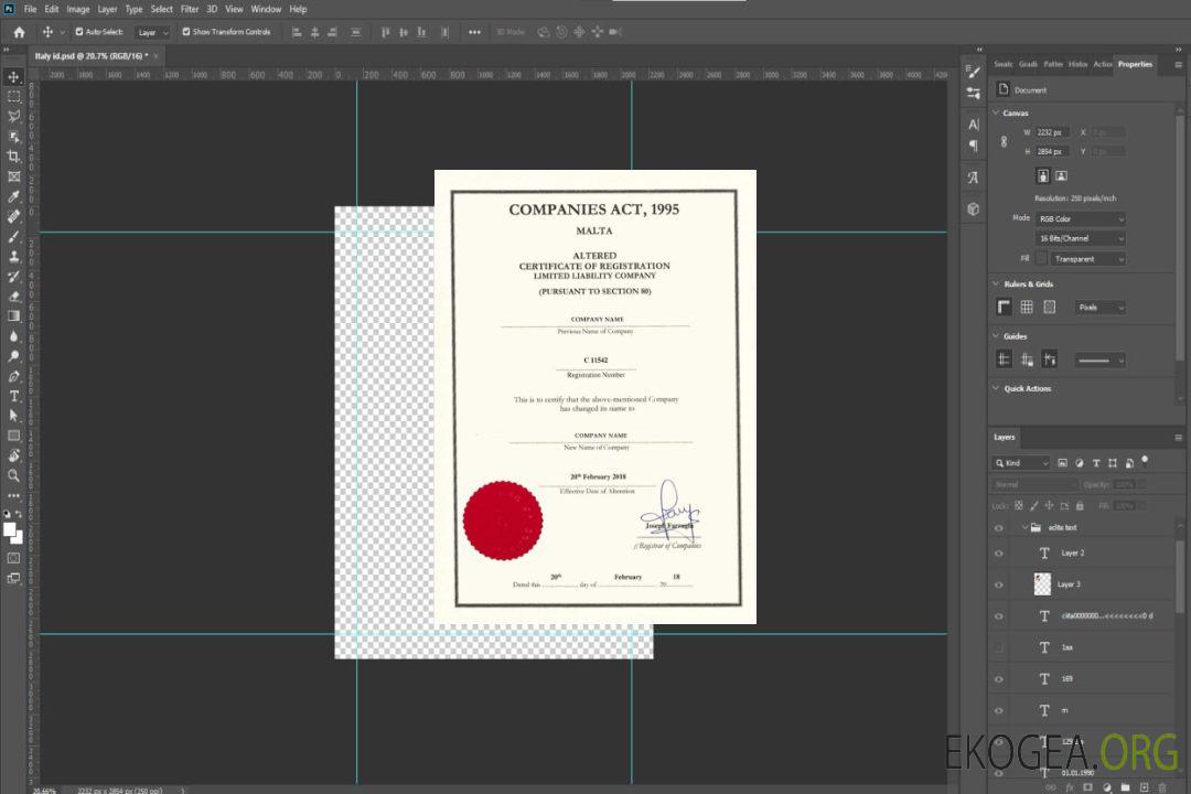 Certificat d'enregistrement de Malte template